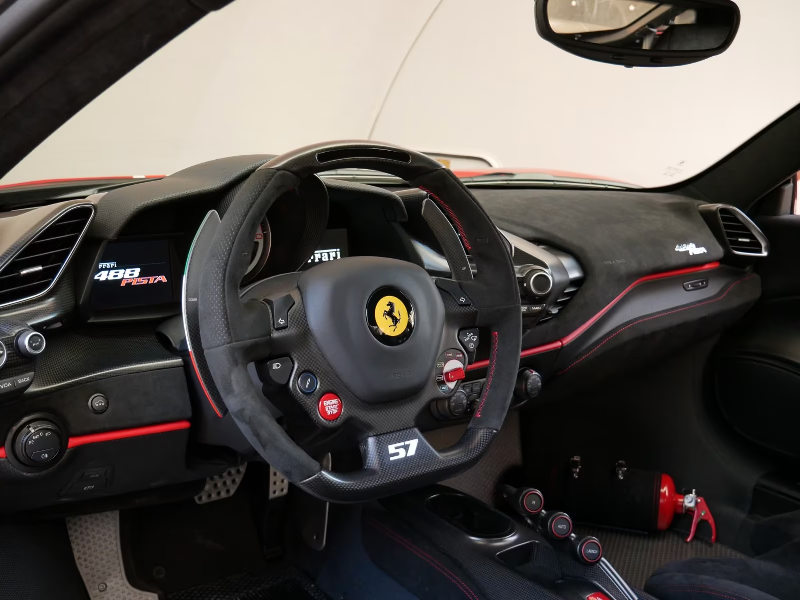 Ferrari 488 Pista Piloti #57 2019 — cockpit with 488 Pista display