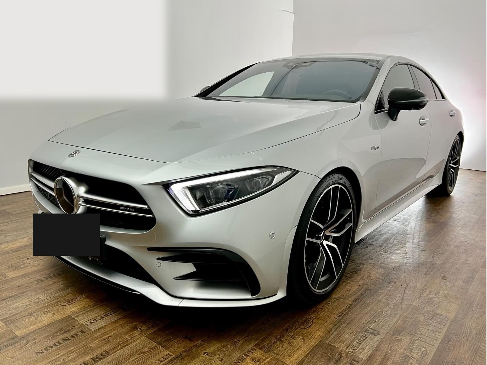 Mercedes-AMG CLS 53 4MATIC+ front three-quarter view in silver