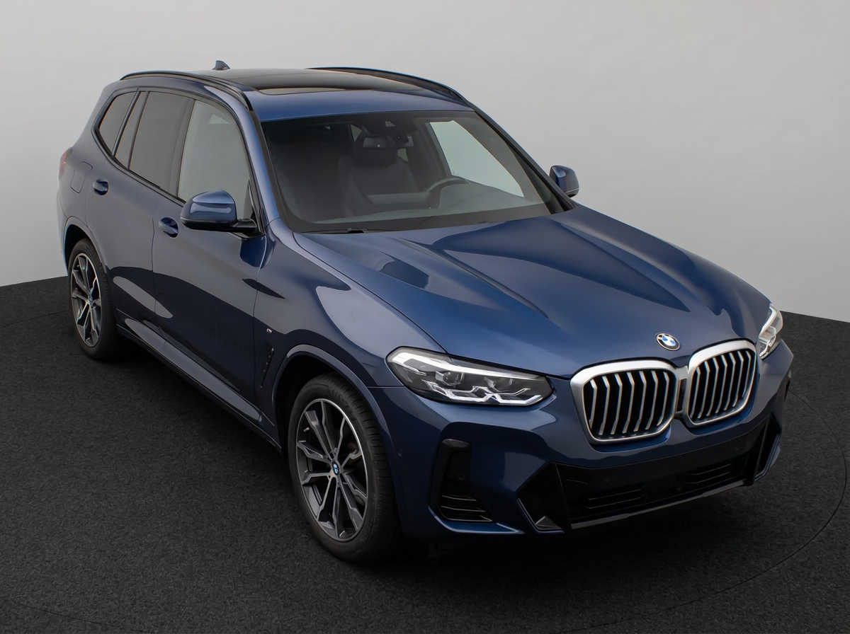BMW X3 xDrive M Sport in Phytonic Blue — front three-quarter view