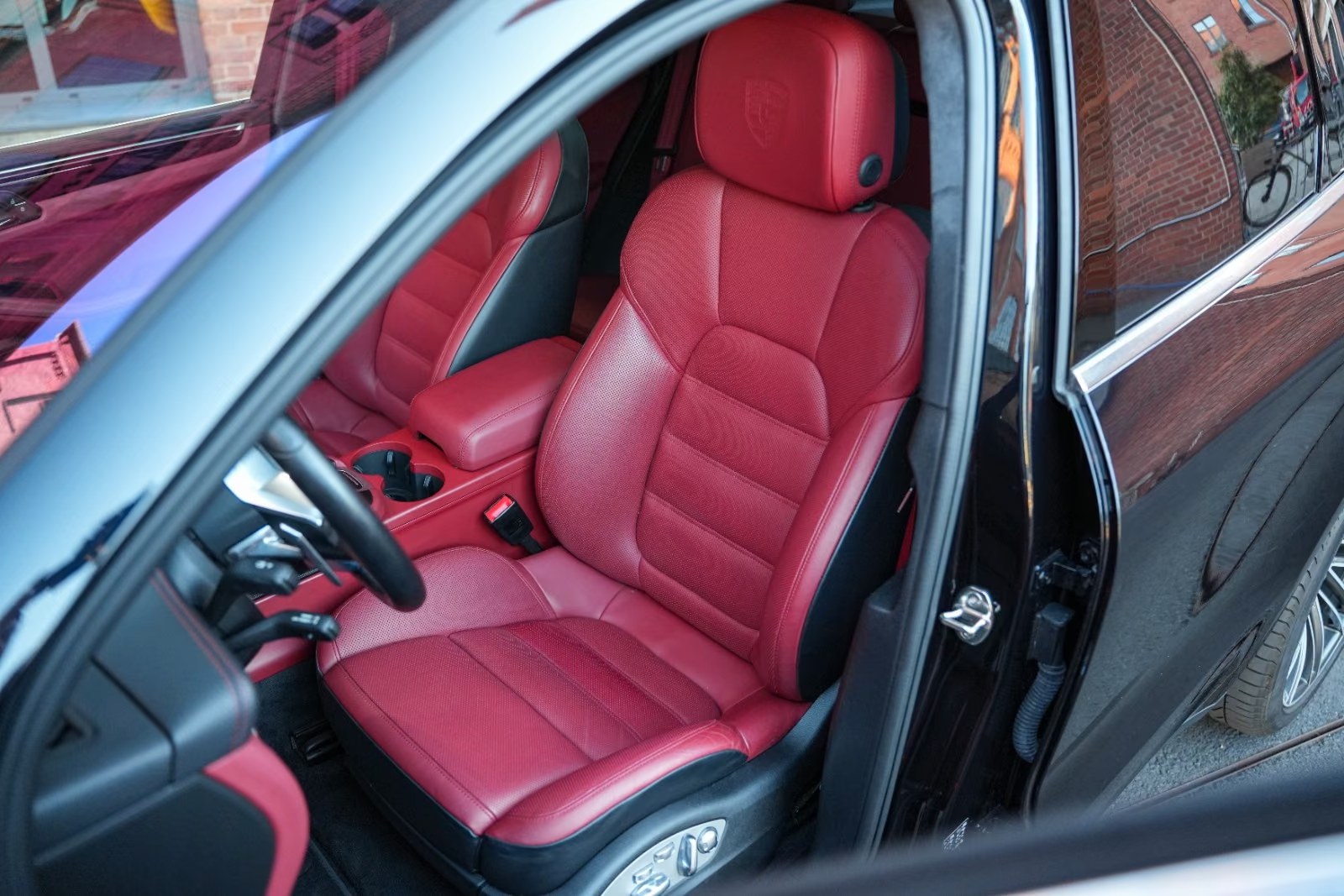 Red leather sport seat and front interior