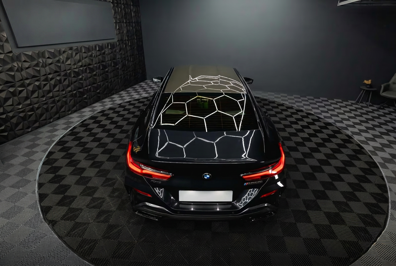 BMW M850i xDrive Gran Coupé — elevated rear view