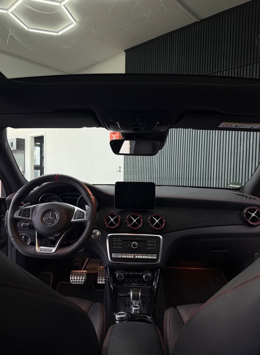 Mercedes-AMG CLA 45 4MATIC dashboard and AMG steering wheel
