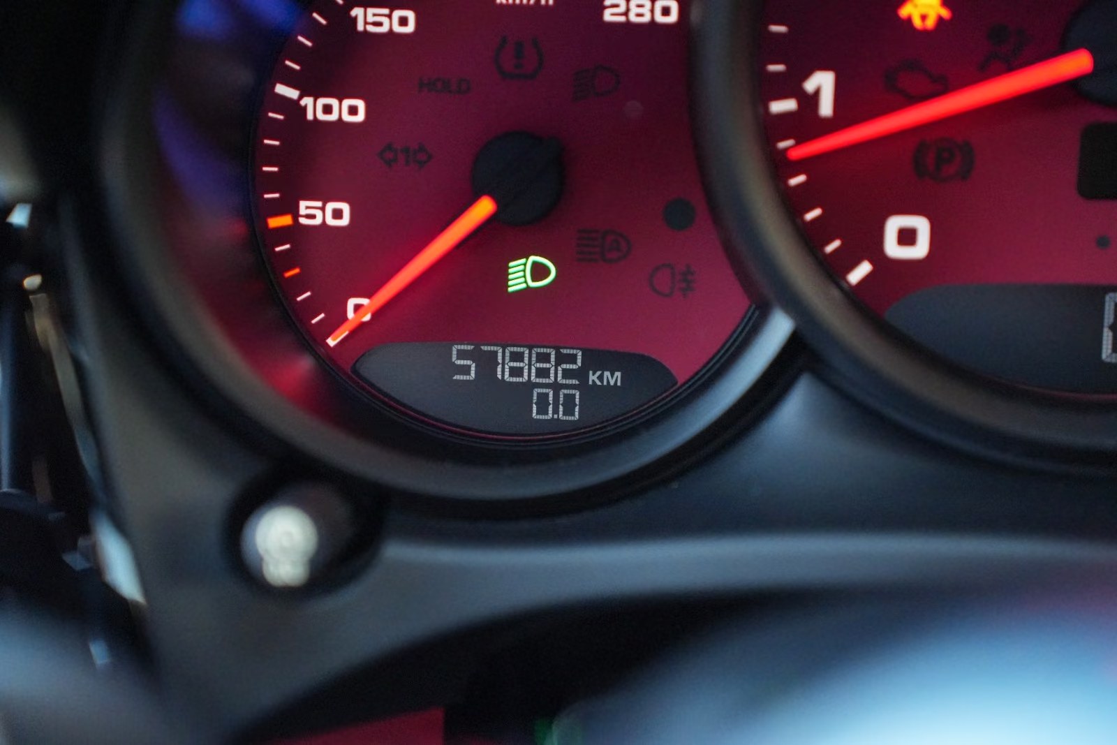 Instrument cluster showing mileage