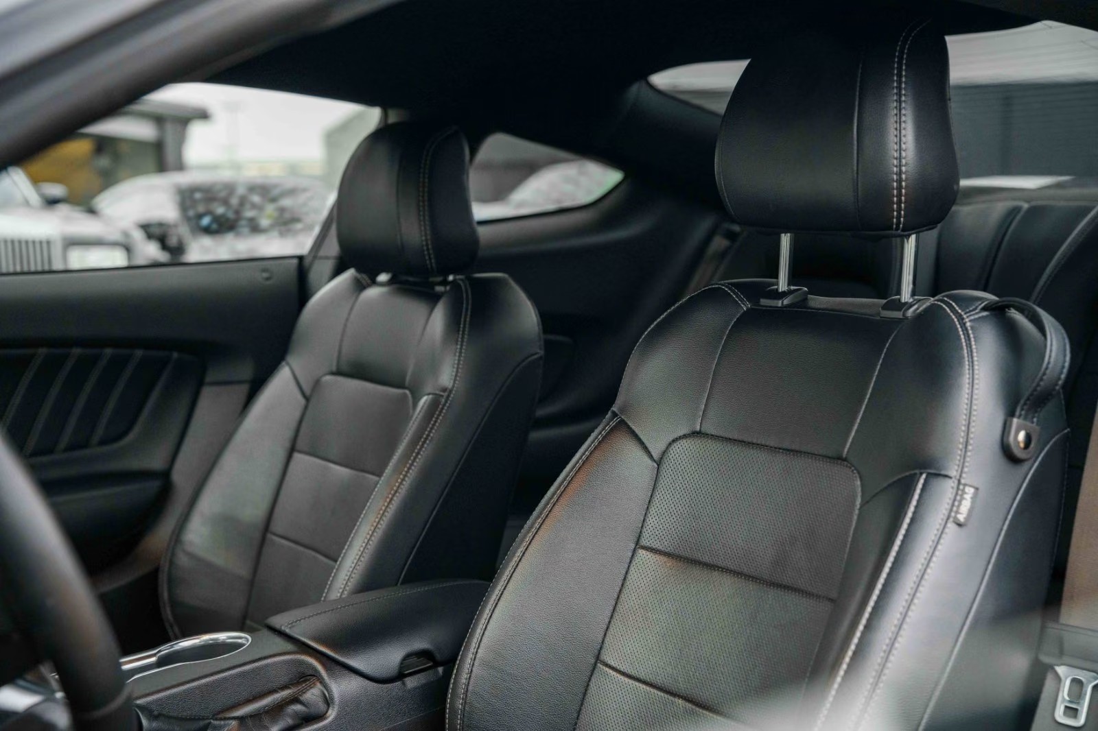 Black leather front seats